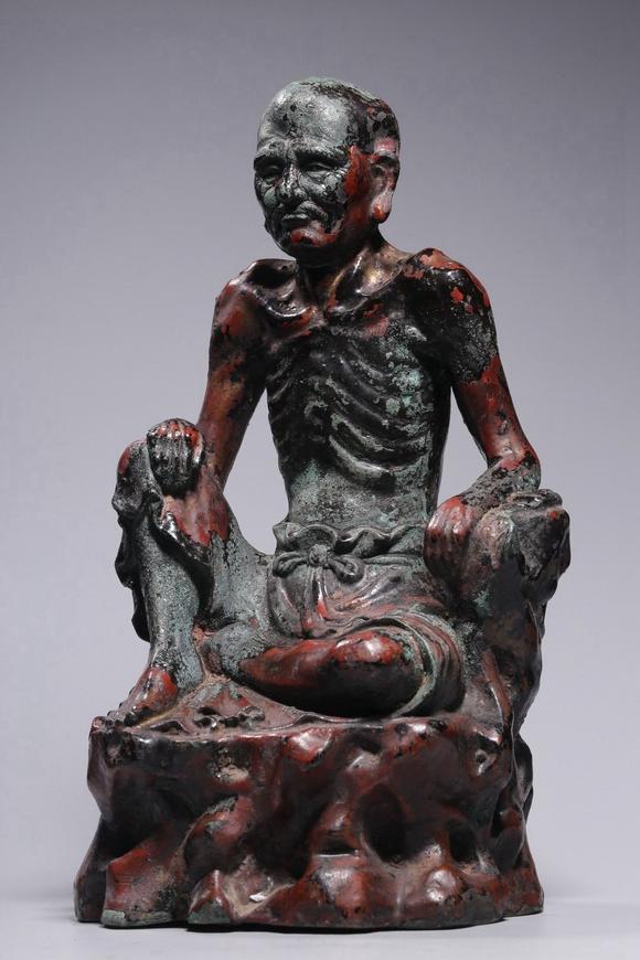 清铜瘦骨罗汉坐像