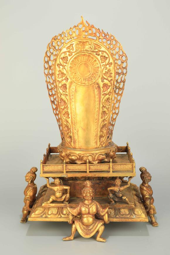 日本松町古美铜鎏金大日如来佛像