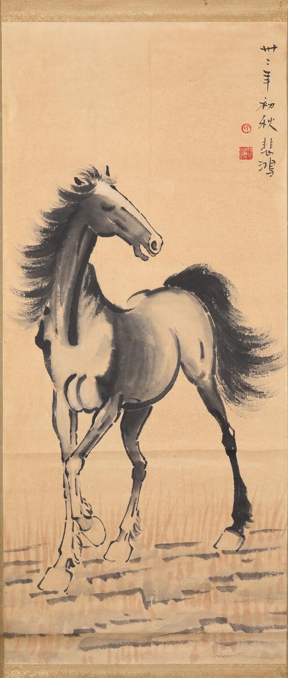 日本松町古美徐悲鸿 骏马图