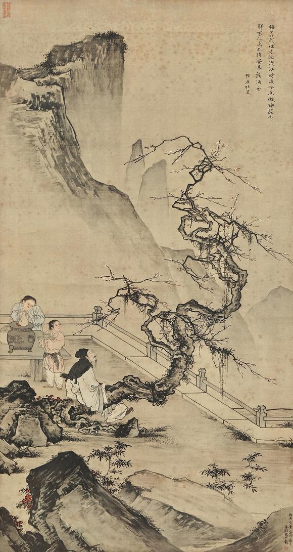 杜堇朵云轩印制杜堇梅下横琴图