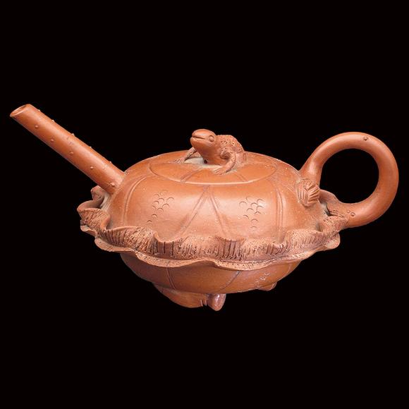 蒋蓉荷叶青蛙紫砂壶 高清大图_易拍全球书画艺拍中国书画艺术品拍卖