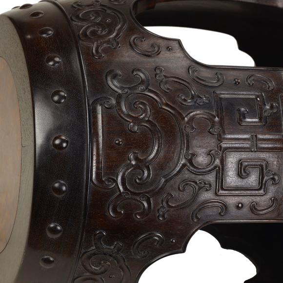 日本江户古美术清代紫檀镶影子木鼓凳一对