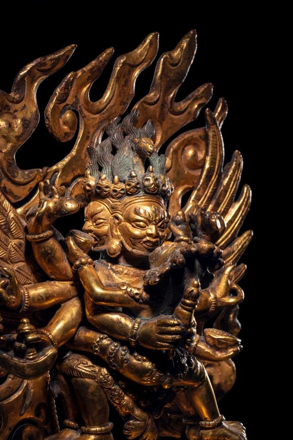 hindman auctions清中期 铜鎏金马头明王