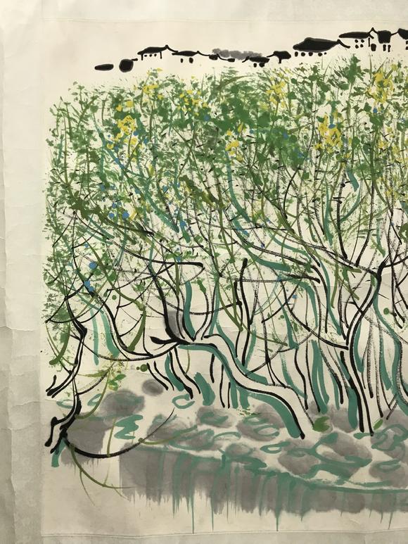 吴冠中江南春柳图