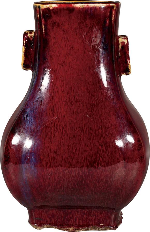 清晚期钧红釉贯耳尊