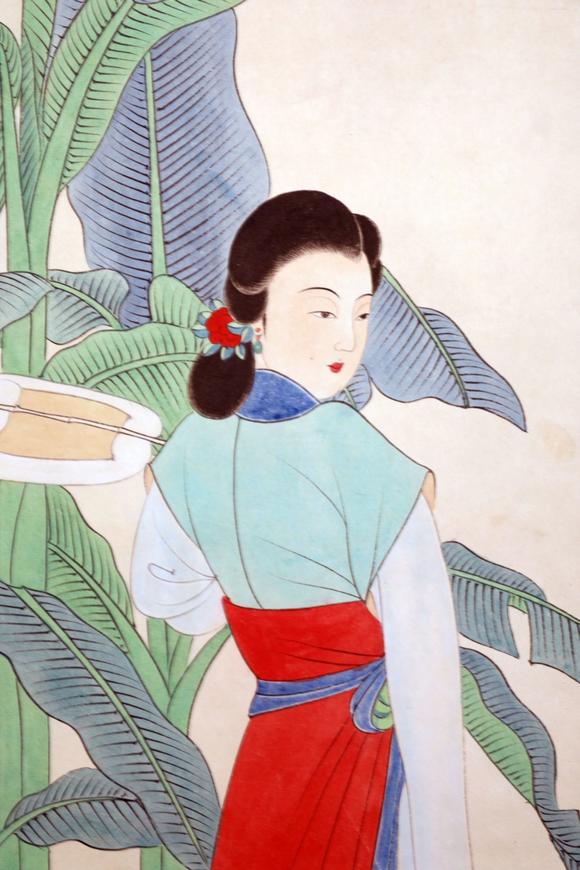 张大千芭蕉仕女