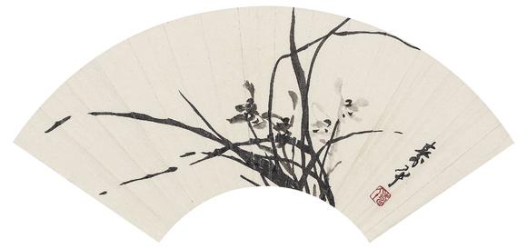 董寿平(1904-1997) 兰花扇面