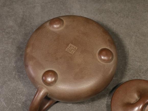 旧藏顾景舟款手工刻竹叶文字石瓢紫砂壶yixingzishacarvedbambooand