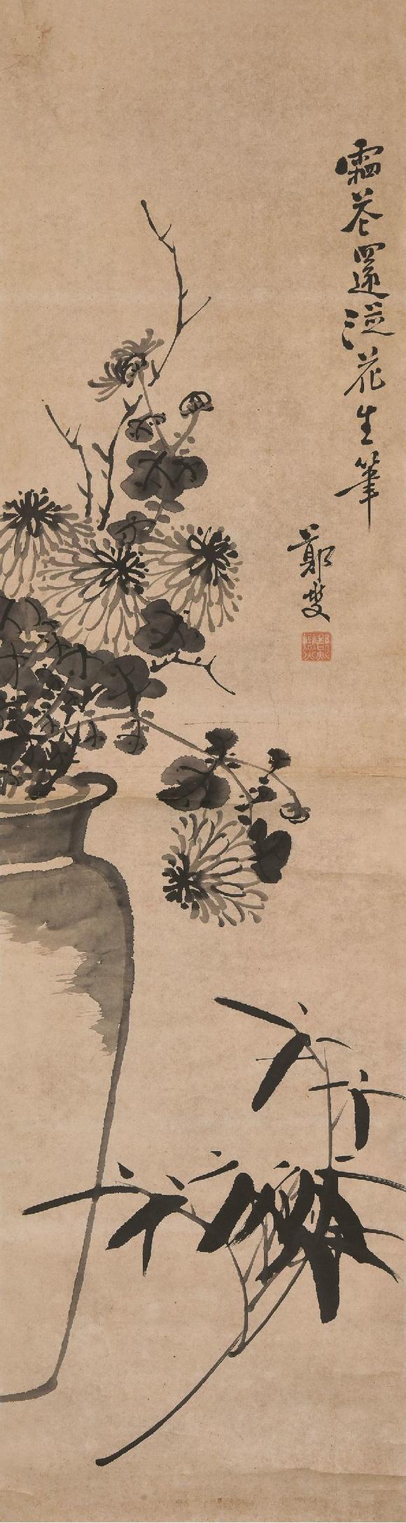 郑板桥16931766屏菊墨竹立轴水墨纸本