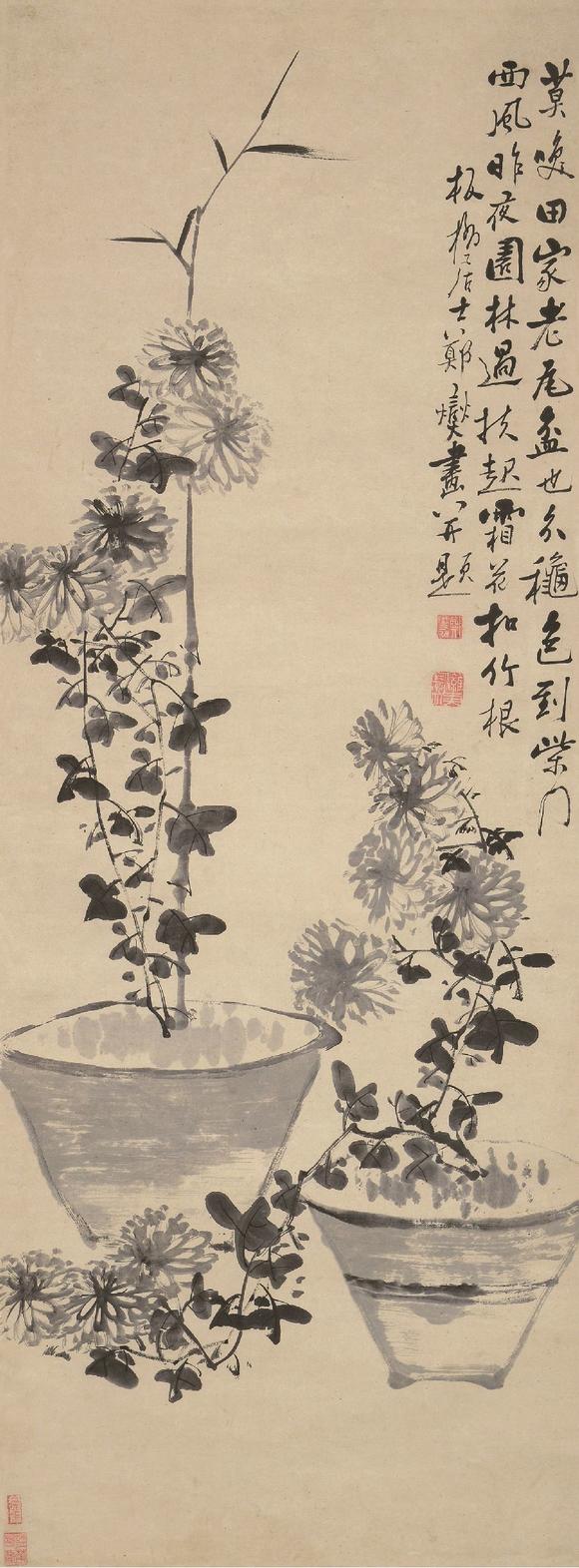 郑板桥16931765菊花立轴水墨纸本