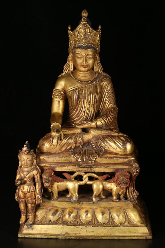 three chinese gilt bronze buddhas