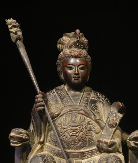老黄杨木手工雕刻妈祖坐像摆件huangyangmu carved "ma zu seated