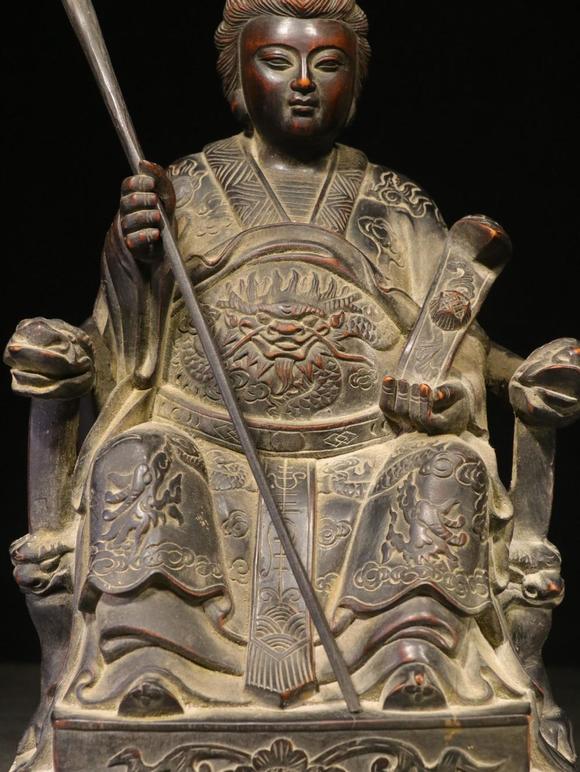 老黄杨木手工雕刻妈祖坐像摆件huangyangmu carved "ma zu seated