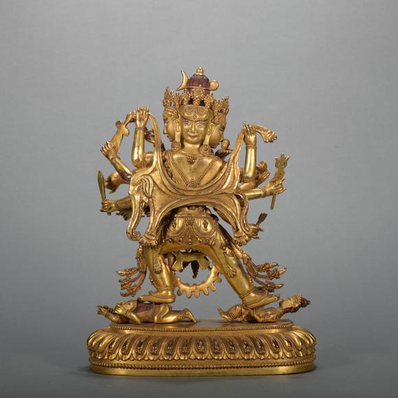 铜鎏金双身欢喜佛