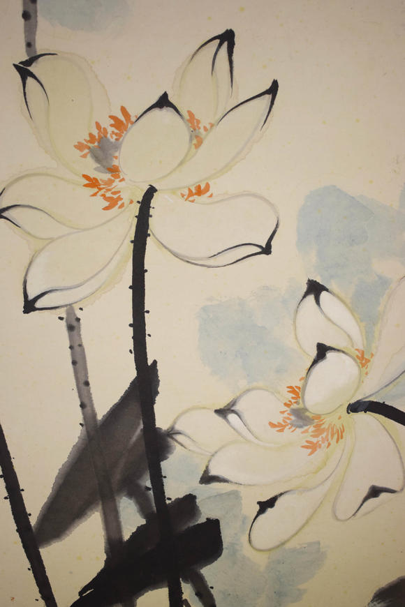 asetoffourllotuspondpaintingscreenscrollzangdaqianmark张大千荷花