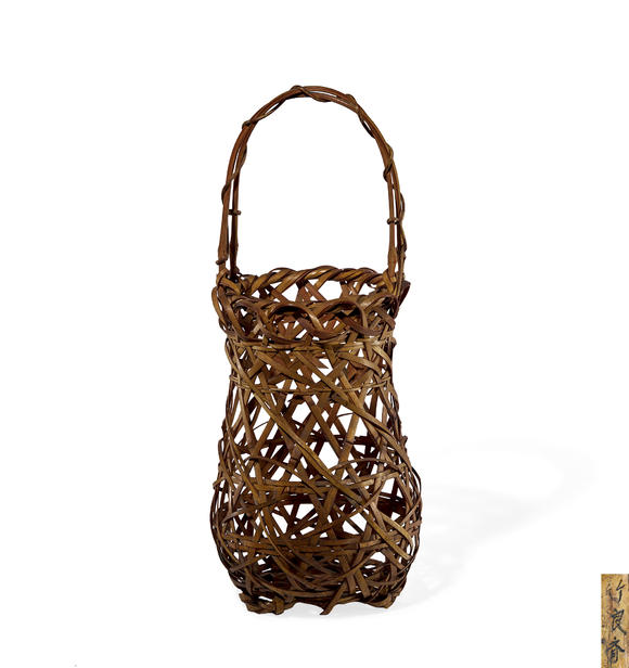 竹编龟甲透编瓶形花器