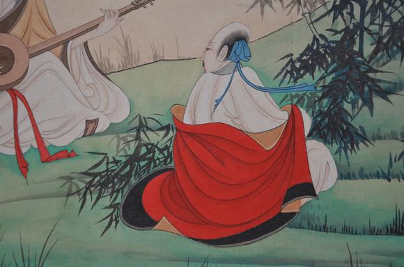 张大千抚琴图