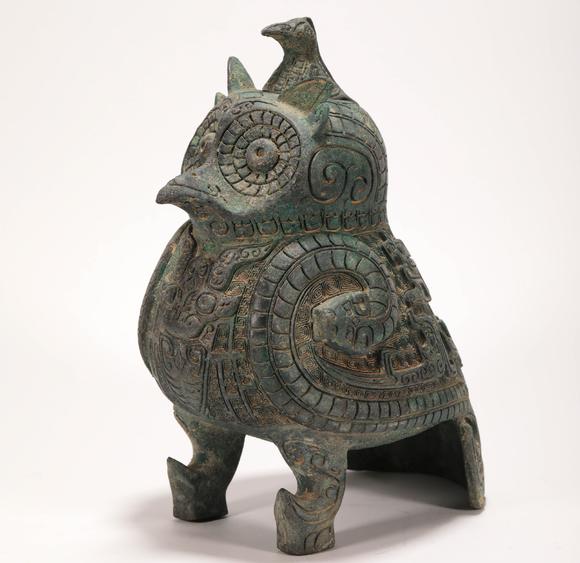 liaodu art auction汉代青铜器枭形礼器 han dynasty bronze owl