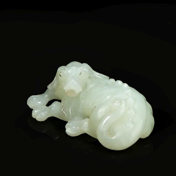 white jade dog from ming 明代白玉狗
