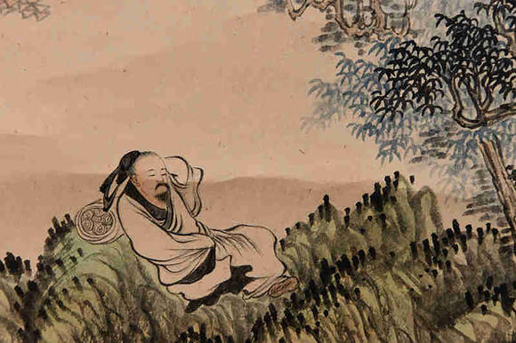 溥儒-山水人物 a chinese landscape painting,pu ru mark