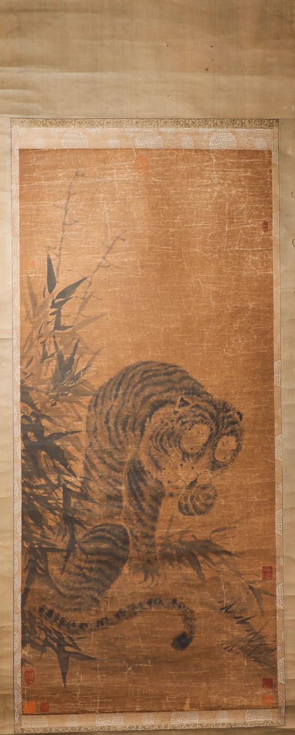 art auctionvertical ink tiger painting from yuan 元代水墨畫老虎