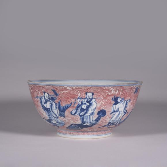 清乾隆 青花釉里红八仙碗