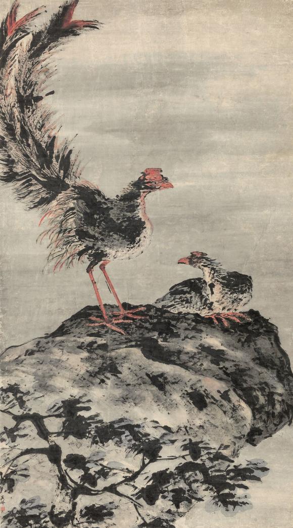 高其佩(1672-1734) 指绘锦鸡图轴