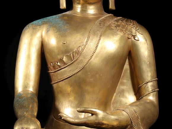 a qing dynasty bronze gilding medicine buddha