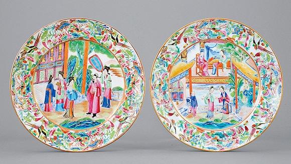 清道光 广彩人物盘 一对_清道光 广彩人物盘 一对估价_清道光 广彩人