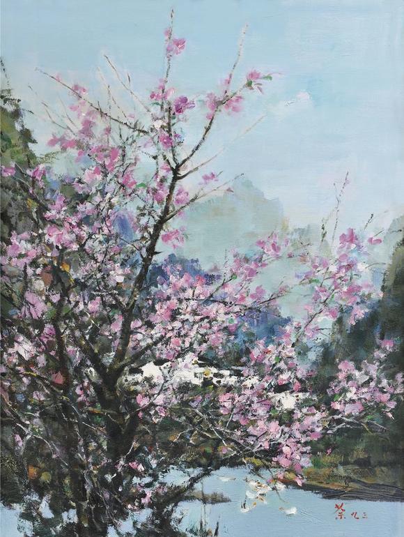 吴冠中19192010桃花油彩画布