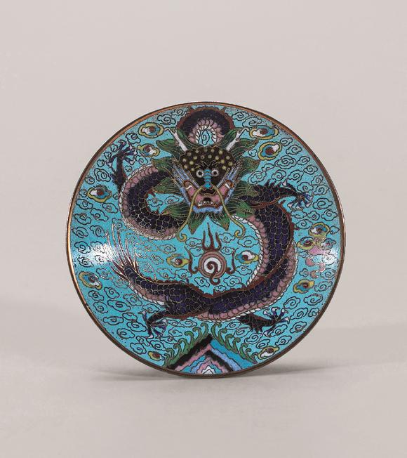 清 掐丝珐琅龙纹烟碟