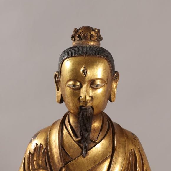 清铜鎏金元始天尊造像