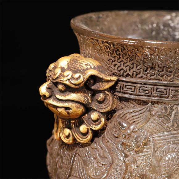 琉璃兽耳龙纹香炉 a glass beast ear dragon incense burner