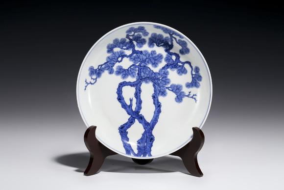 清光绪·青花松树纹盘(官)