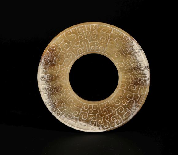 汉代和田玉回字纹玉壁 hetian jade disk in hui form from han