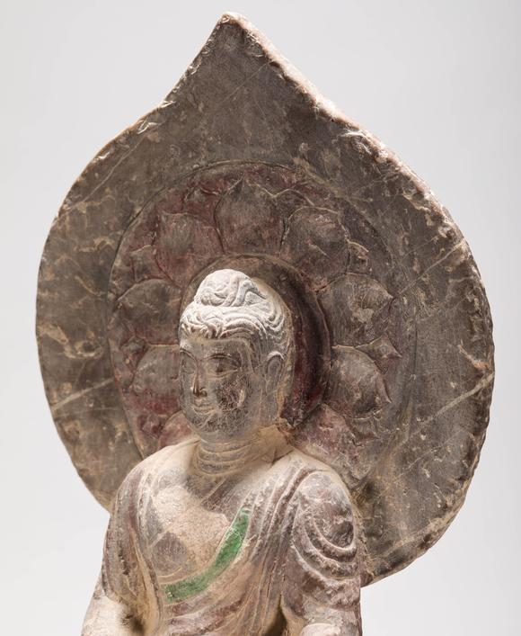 彩绘石佛 colored drawing stone buddha from tang
