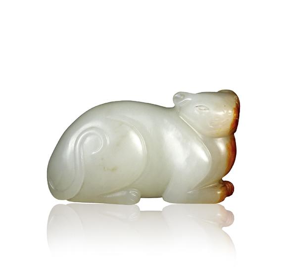 艺珍艺术明代 白玉巧色老鼠