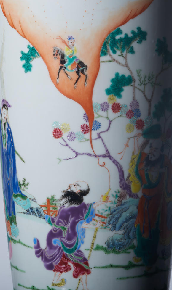 清雍正粉彩八仙人物棒槌瓶