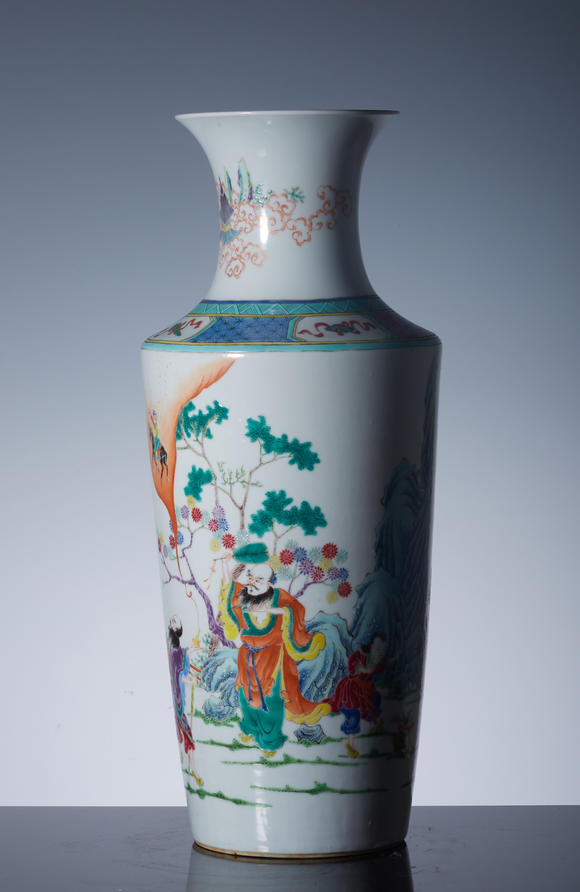 清雍正粉彩八仙人物棒槌瓶