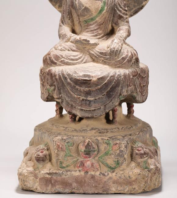 liaodu art auction唐代彩绘石佛 colored drawing stone buddha from