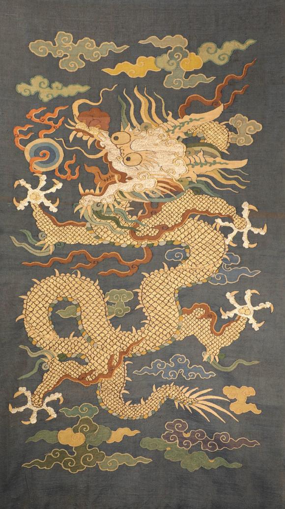 tapestry in fine silk with dragon grain from qing 清代龙纹缂丝