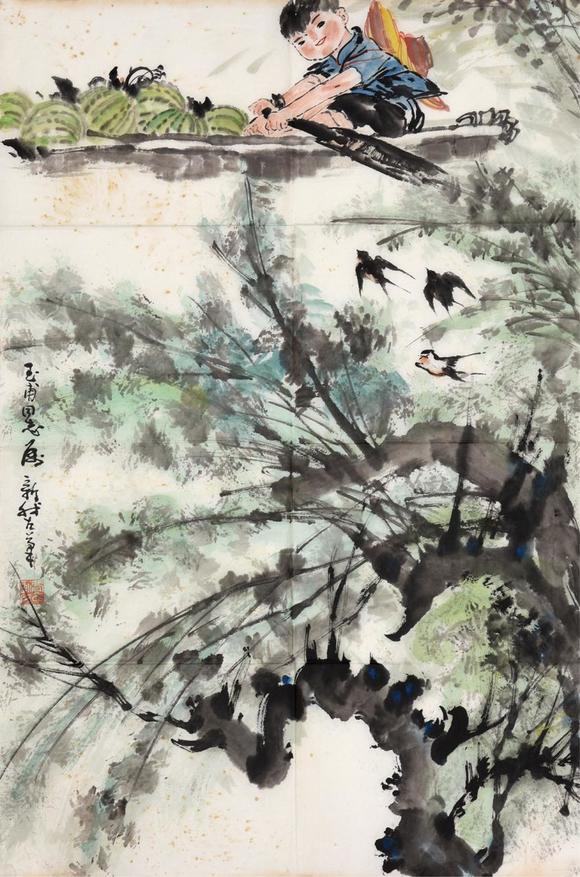 费新我款玉璞上款丰收日画心