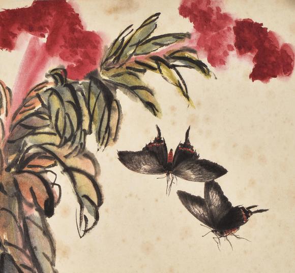 华艺国际齐白石 蝴蝶花卉(复制品)