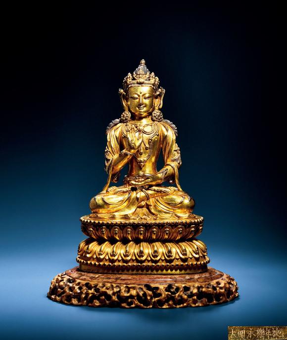 明永乐铜鎏金无量寿佛像