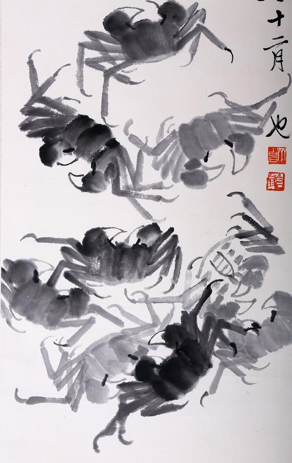 齐白石群蟹图