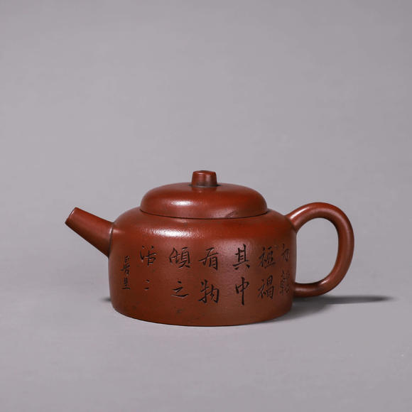 曼生刻朱泥井栏壶