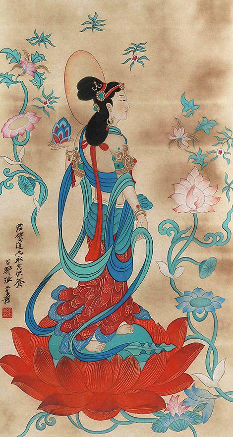 安徽九乐张大千 观音立轴