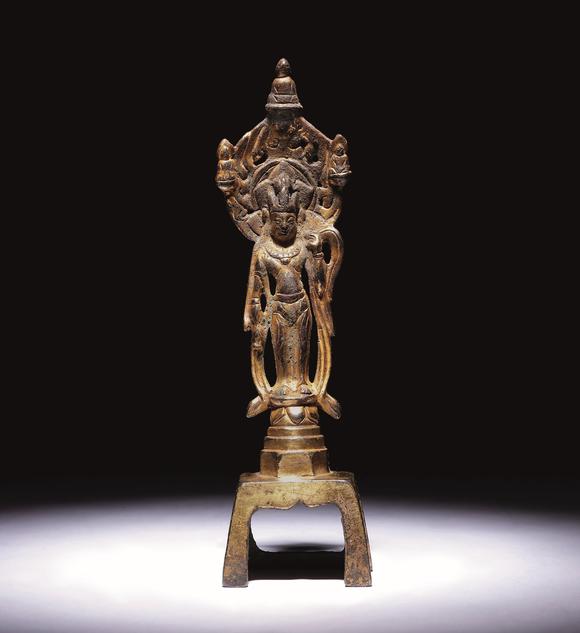 日本美协铜鎏金立佛