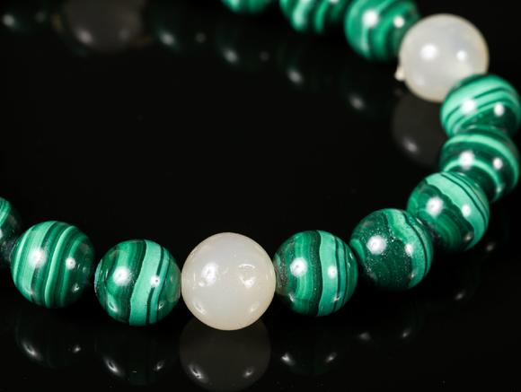 清 孔雀石,玛瑙提珠