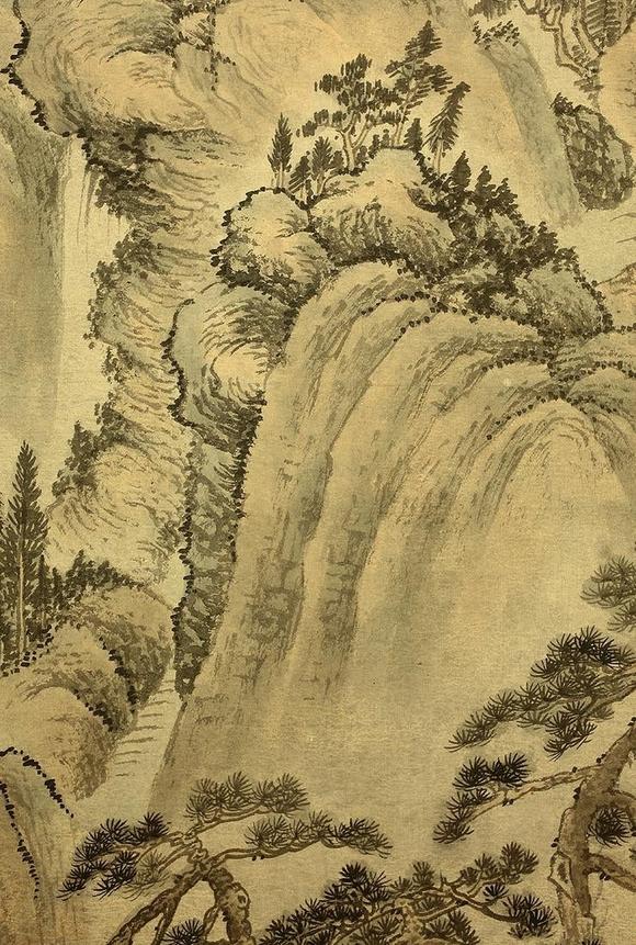 明代 董其昌 (1555-1636)山水 掛軸